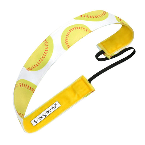 Sports | Softball | White, Yellow | 1 Inch Sweaty Bands Non Slip Headband