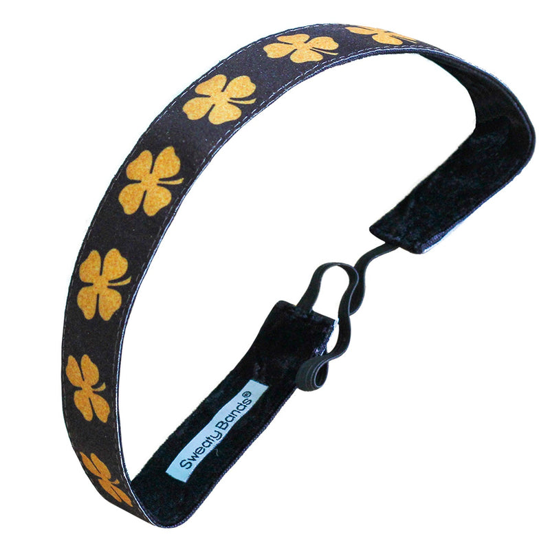 St. Patrick's Day | Go Luck Yourself | Black, Gold | 1 Inch Sweaty Bands Non Slip Headband