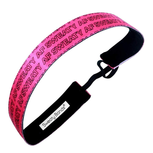 Sweaty AF | Pink, Black | 1 Inch Sweaty Bands Non Slip Headband