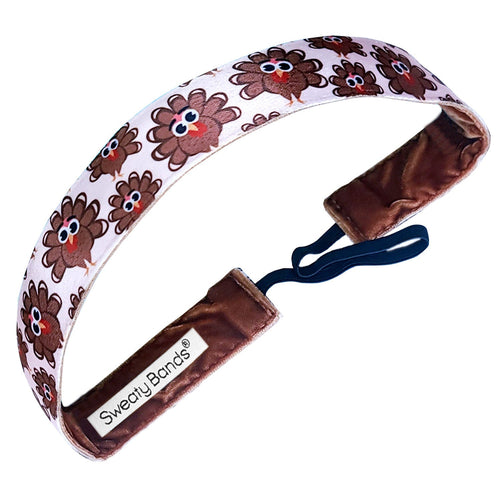 Thanksgiving | Gobble Gobble | Brown | 1 Inch Sweaty Bands Non Slip Headband