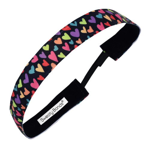 Valentine | Be Mine | Black, Multi | 1 Inch Sweaty Bands Non Slip Headband