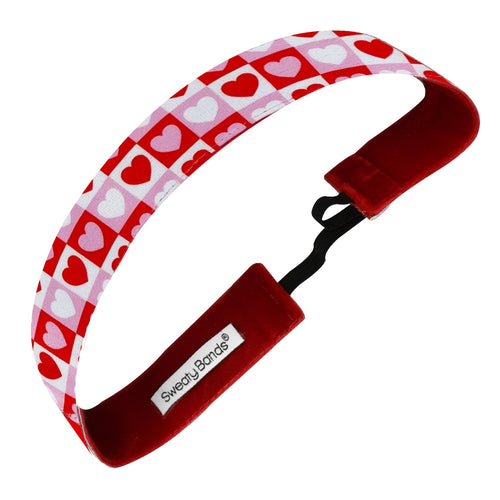 Valentine | Steal My Heart | Pink, Red, White | 1 Inch Sweaty Bands Non Slip Headband