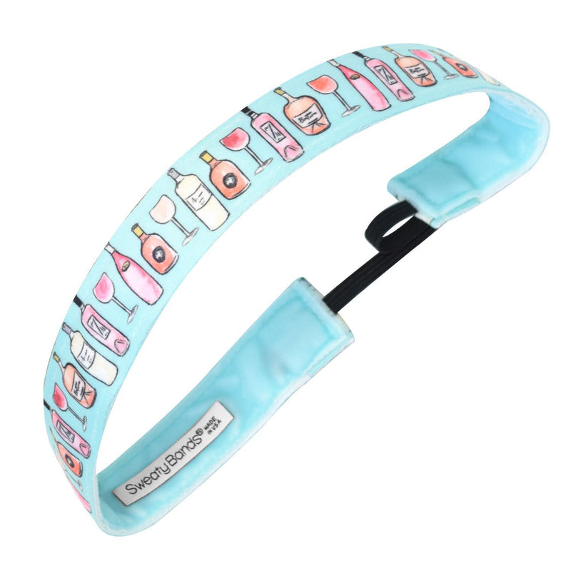 Wine A Little | Teal, Multi | 1 Inch Sweaty Bands Non Slip Headband