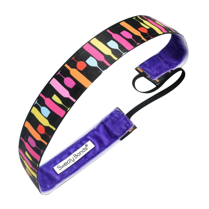 You Had Me at Merlot | Black, Multi | 1 Inch Sweaty Bands Non Slip Headband