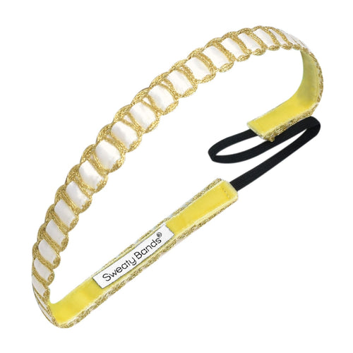 Your Highness | White, Gold | 3/8 Inch Sweaty Bands Non Slip Headband